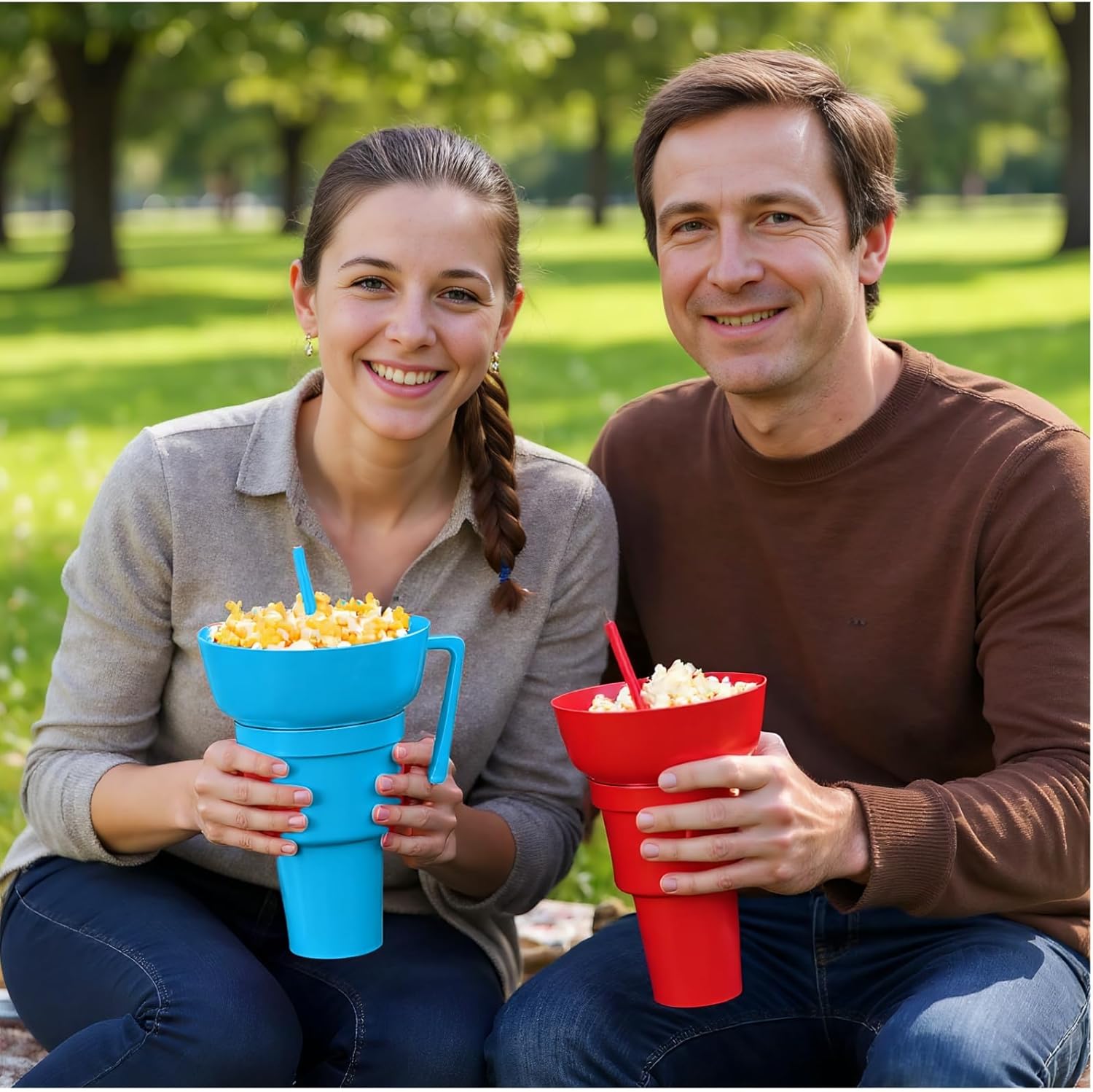 Portable Snack & Drink Tumbler – 2-in-1 with Straw