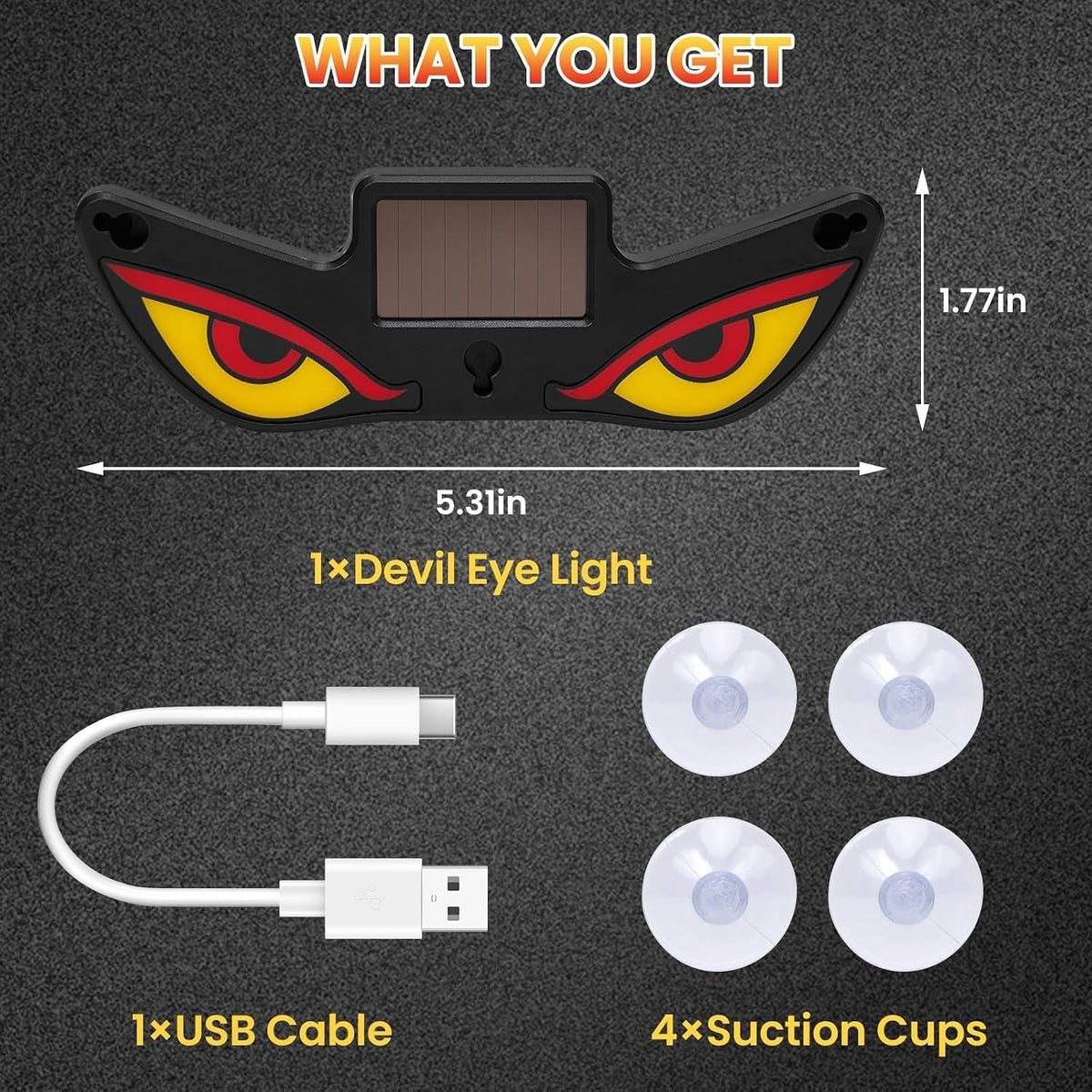 Solar Demon Eye LED Car Light – Wireless Devil Eyes Windshield Lamp