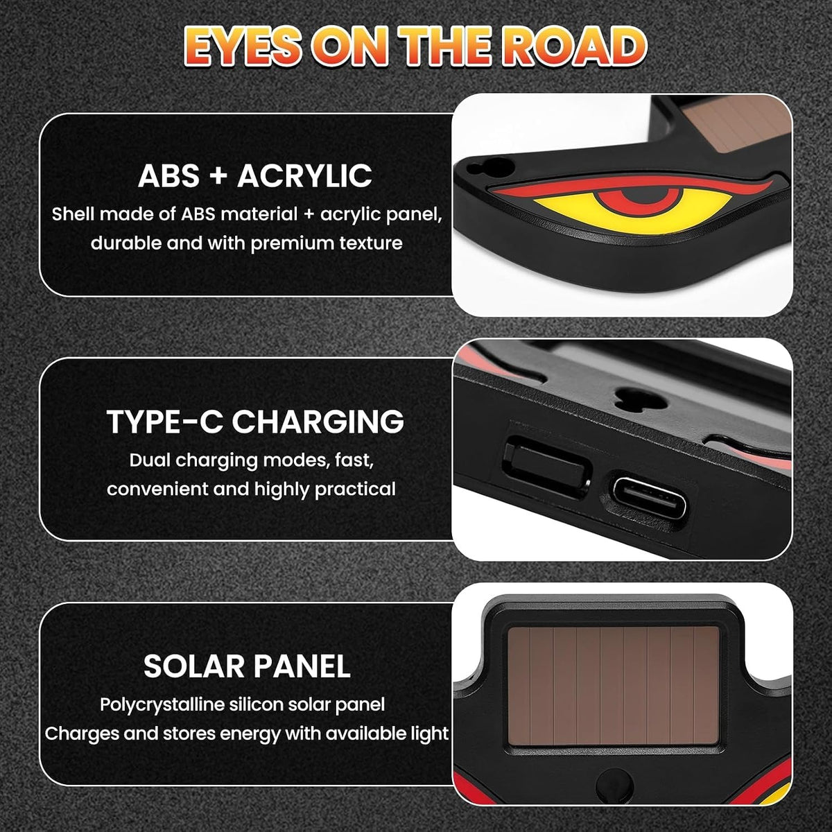 Solar Demon Eye LED Car Light – Wireless Devil Eyes Windshield Lamp