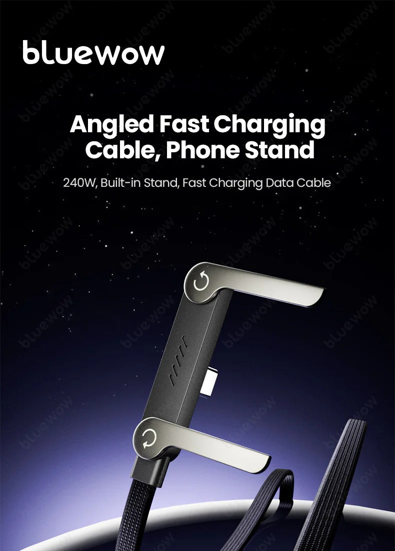 240W Fast Charging USB Cable with Hidden Phone Stand