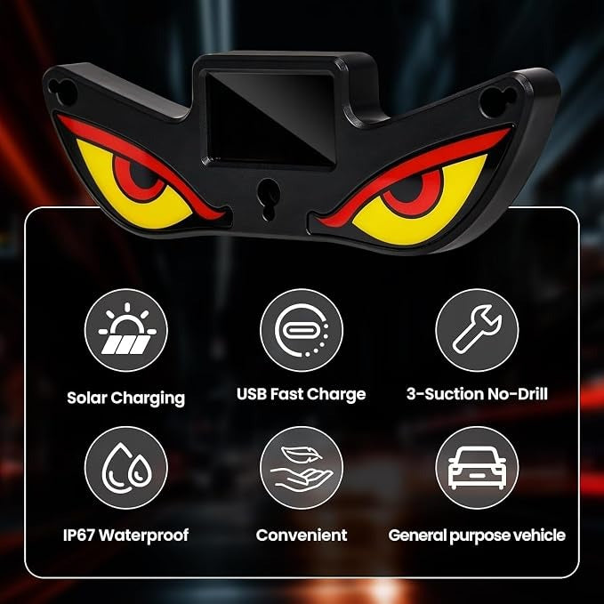 Solar Demon Eye LED Car Light – Wireless Devil Eyes Windshield Lamp