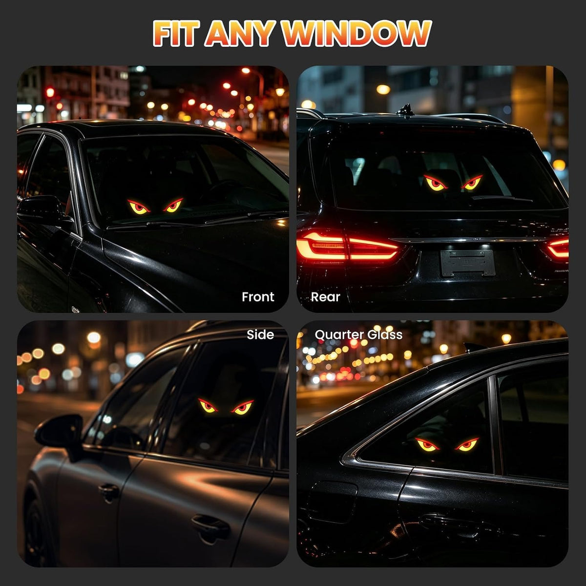 Solar Demon Eye LED Car Light – Wireless Devil Eyes Windshield Lamp