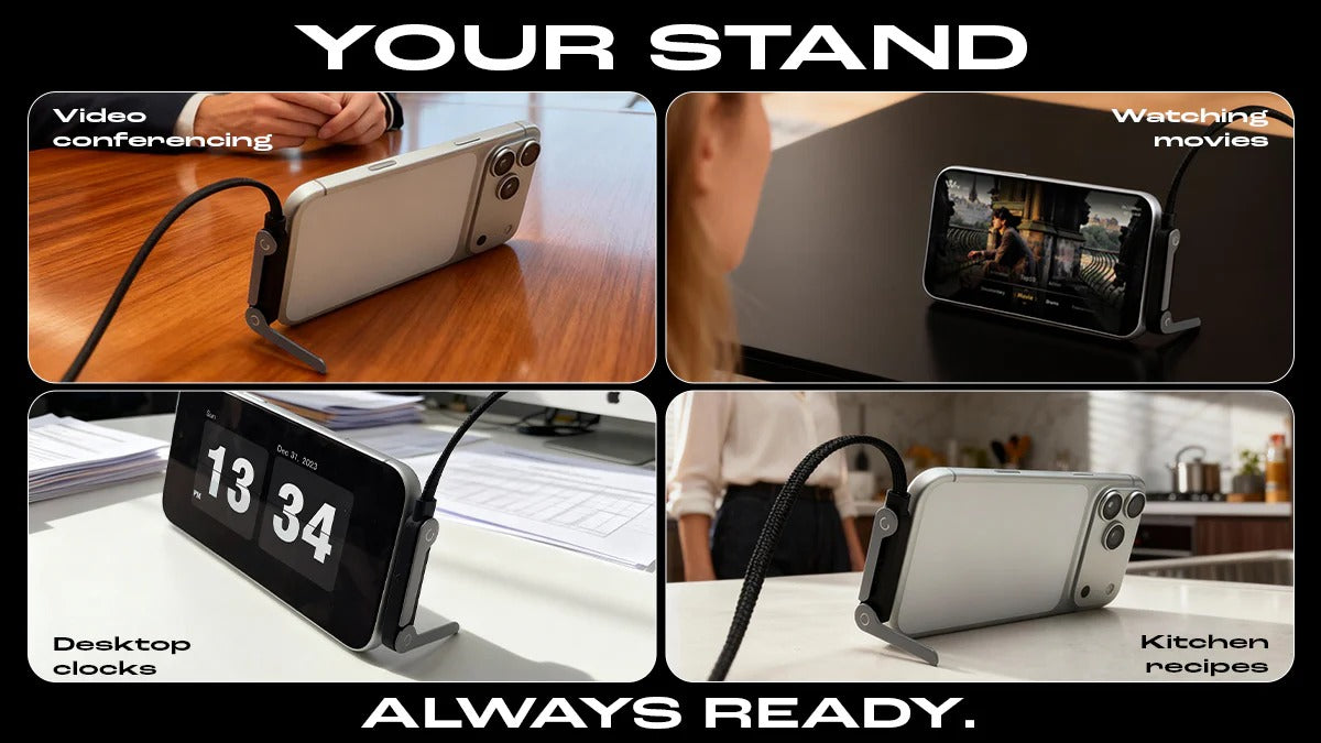 240W Fast Charging USB Cable with Hidden Phone Stand