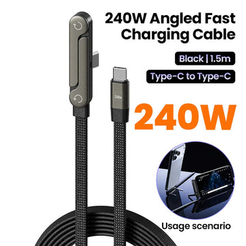 240W Fast Charging USB Cable with Hidden Phone Stand