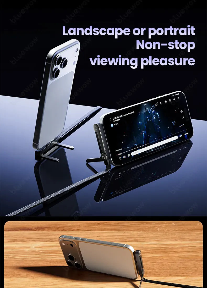 240W Fast Charging USB Cable with Hidden Phone Stand